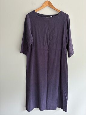 Julia B Vintage Purple Square Neck Elbow Sleeve Midi Dress Medium